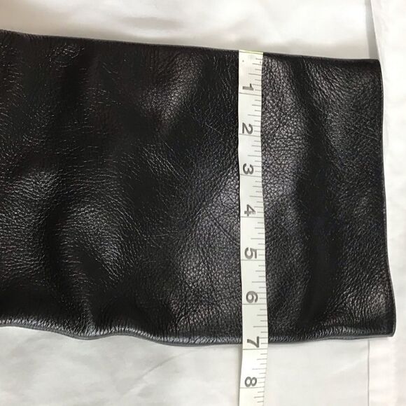 SIAMANTO Knee High Black Leather Riding Boots Pull-On Block Heel Boots Size 91/2 - Picture 15 of 16